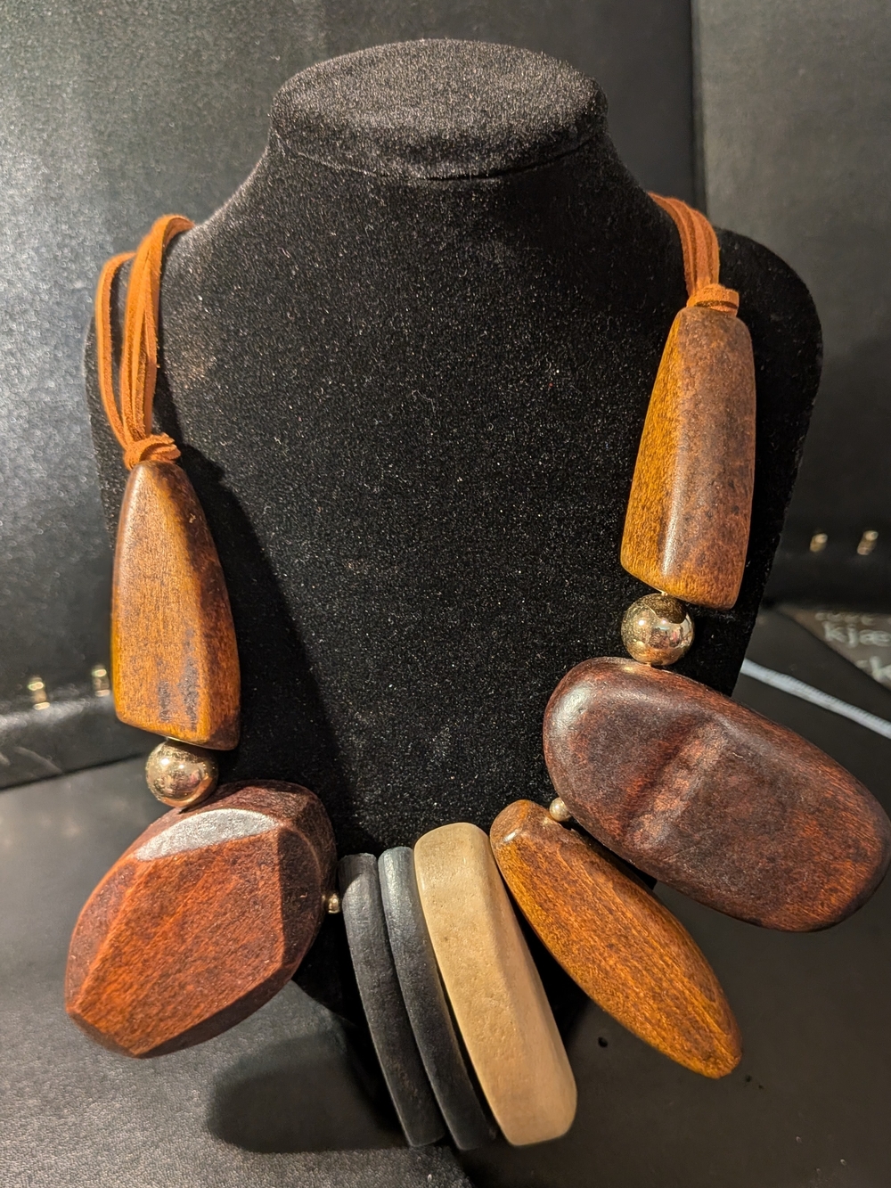 Unique Handcrafted Chunky Wood Bead Necklace - Brown